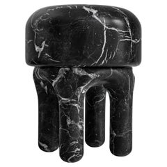 Black Marble Table/Stool Collectible Italian Sculpture By Spinzi 