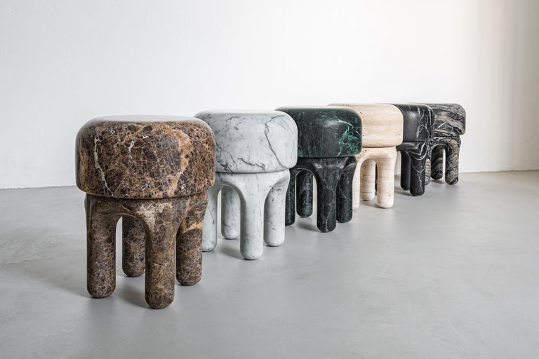 Contemporary 21st Century Spinzi Red Emperador Marble Stool ...