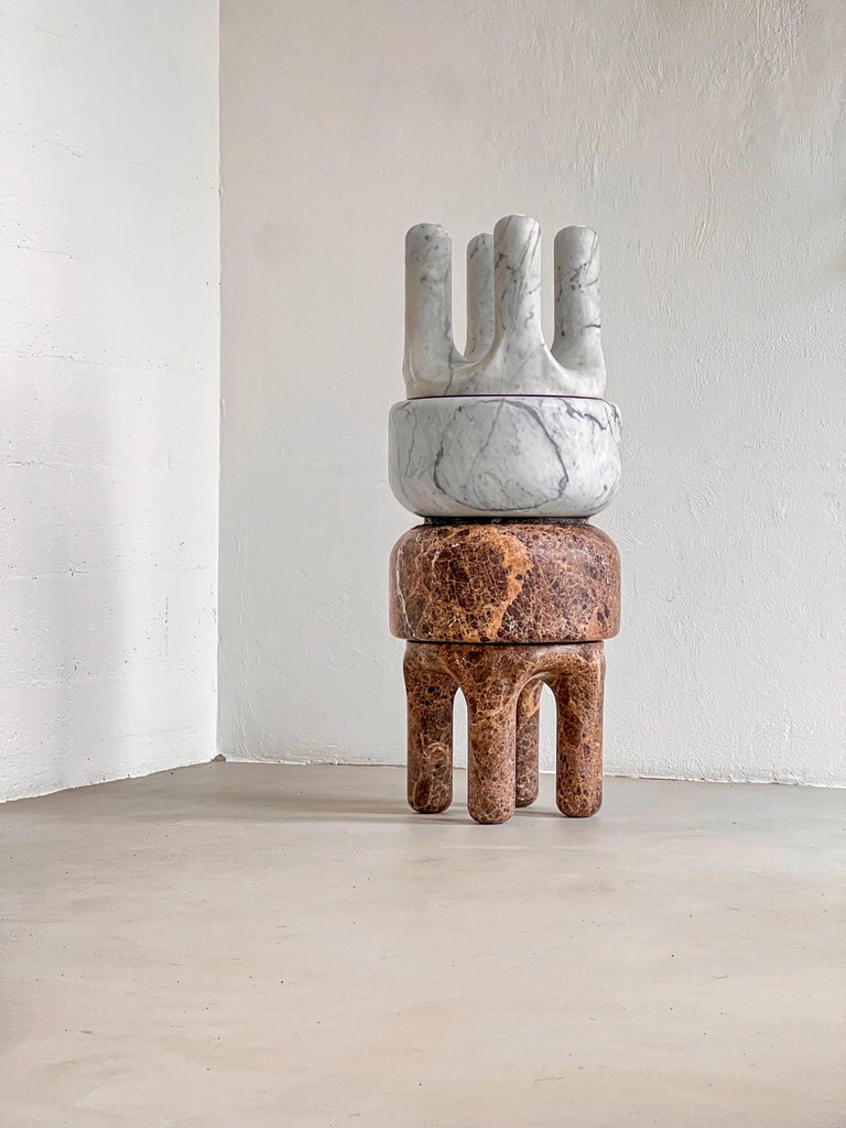 Contemporary 21st Century Spinzi Red Emperador Marble Stool ...