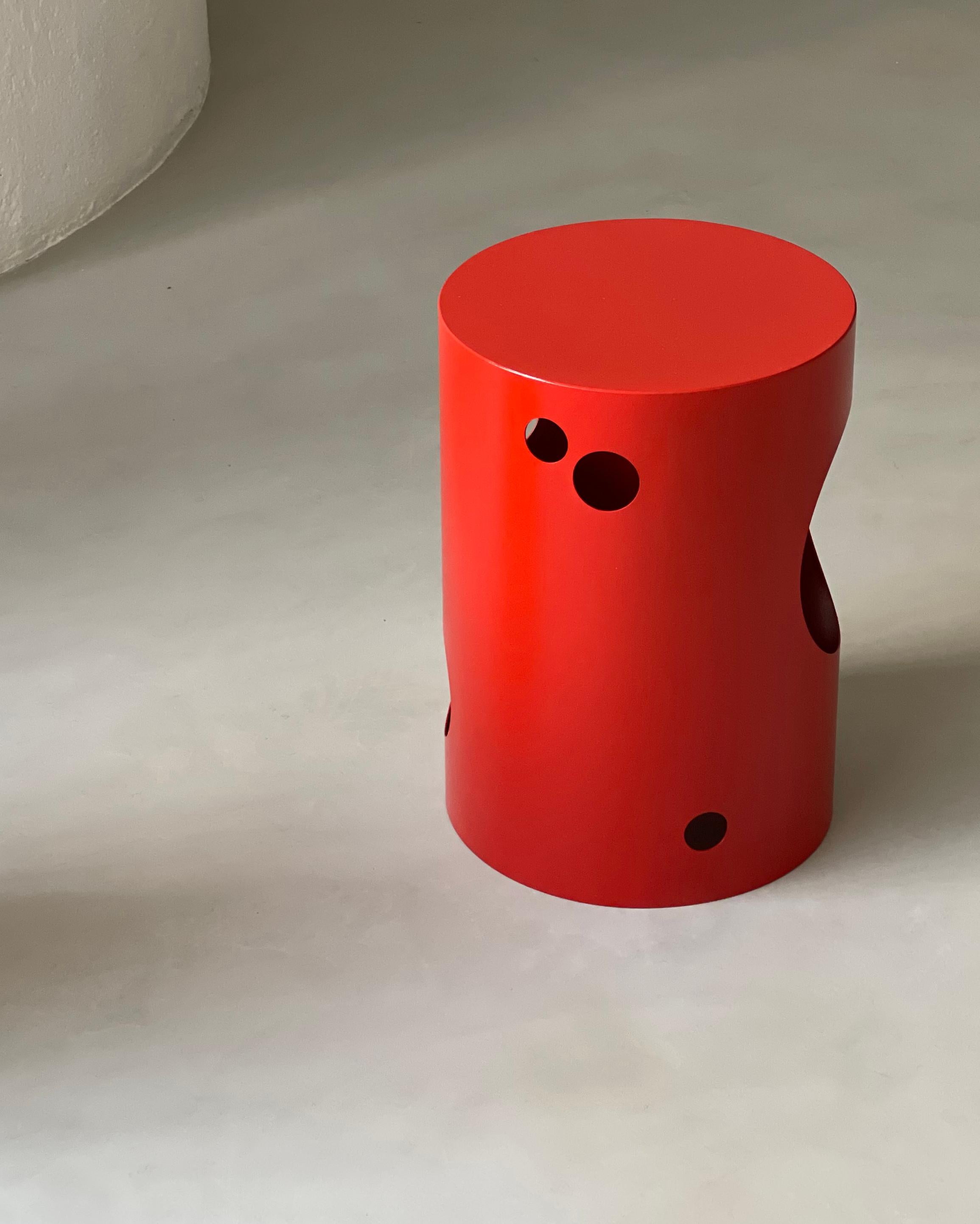 Contemporary 21st Century Spinzi Silös Barrel, End Table, Italian Red In New Condition For Sale In Milano, IT