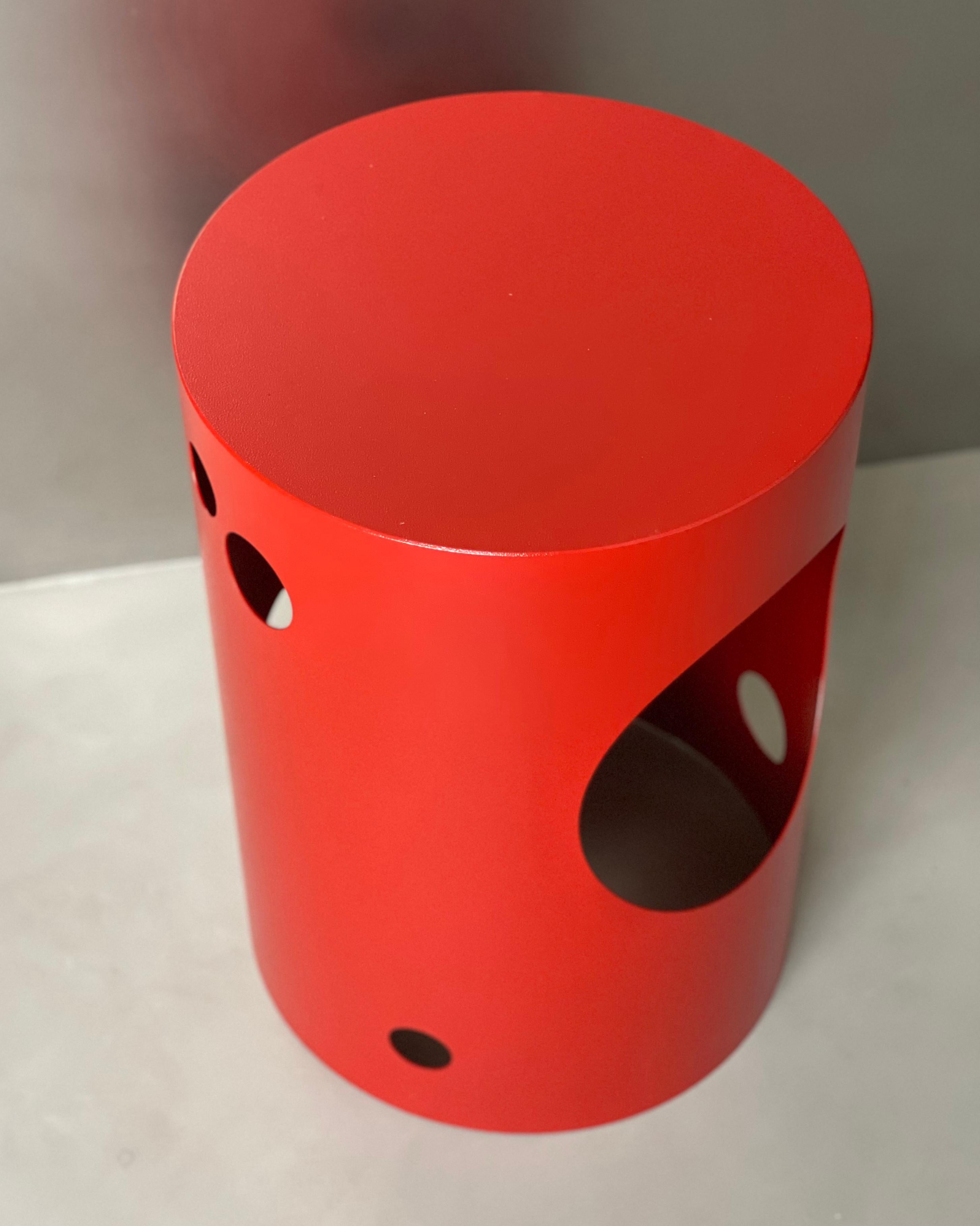 Contemporary 21st Century Spinzi Silös Barrel, End Table, Italian Red For Sale 2