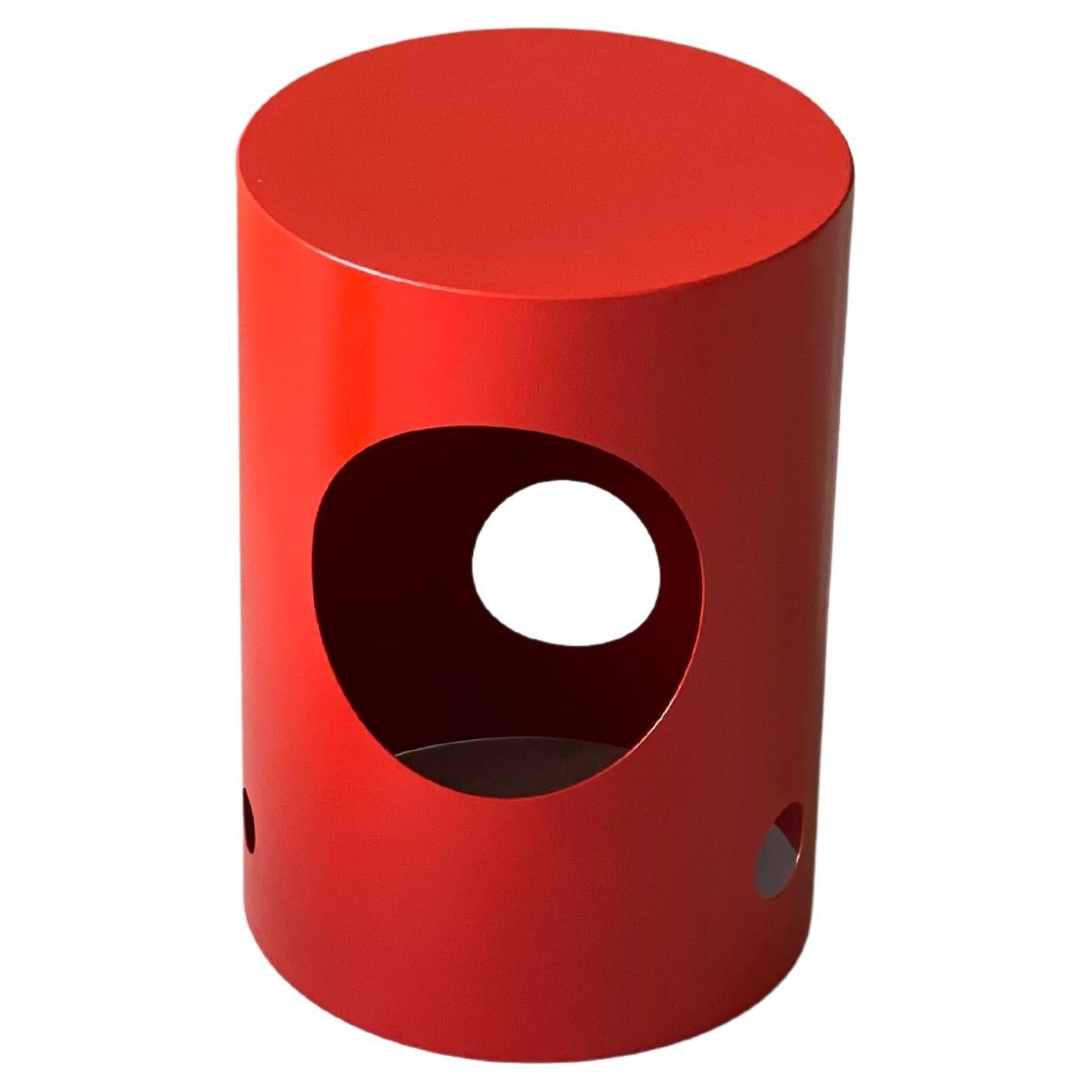Contemporary 21st Century Spinzi Silös Barrel, End Table, Italian Red For Sale