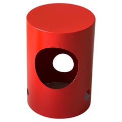 Used Contemporary 21st Century Spinzi Silös Barrel, End Table, Italian Red
