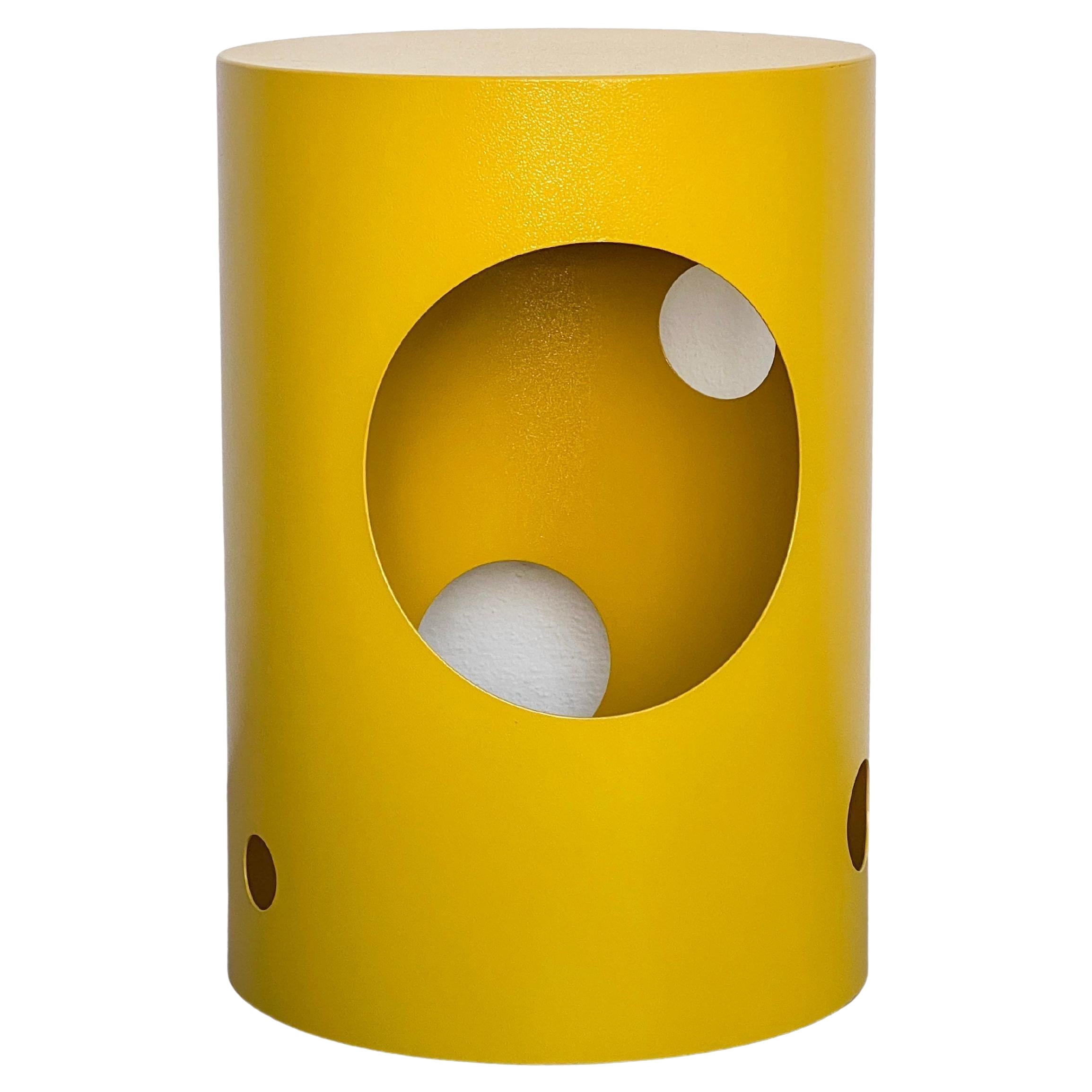 Contemporary 21st Century Spinzi Silös Stool, Side Table, Bright Yellow