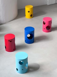 Runder Beistelltisch / Hocker in Tiffany-Blau – Spage Age, italienischer Designer