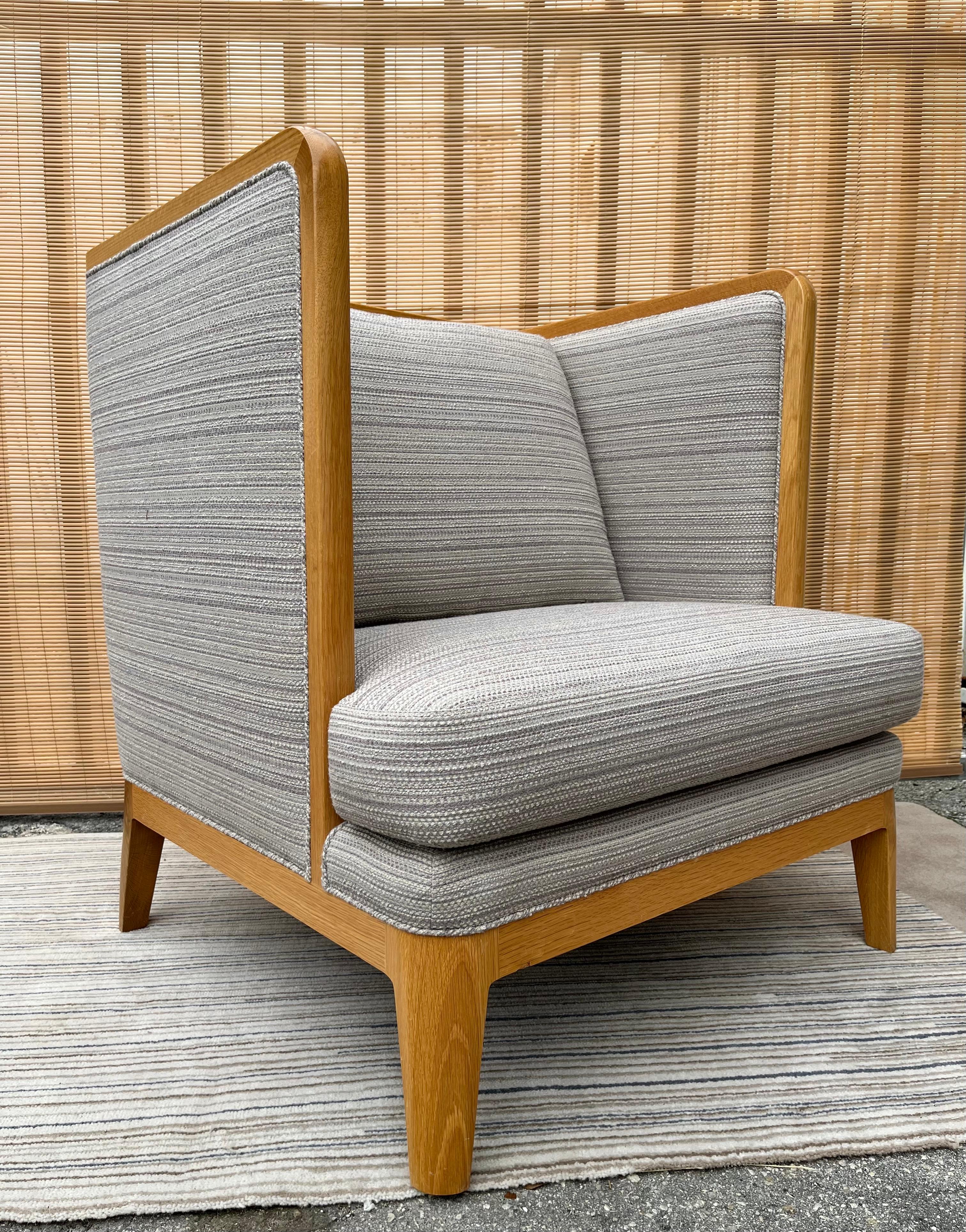 Contemporary 21st Century Upholstered Wingback Lounge Chair In Good Condition For Sale In Miami, FL