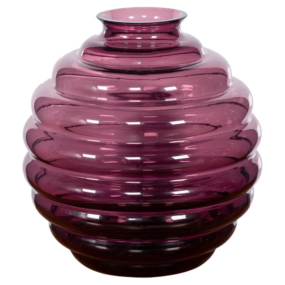 Zeitgenössische 21stC Murano Kunstglas Vase in "Vinaccia" Lila von Venini c.2015 im Angebot