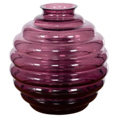 Zeitgenössische 21stC Murano Kunstglas Vase in "Vinaccia" Lila von Venini c.2015