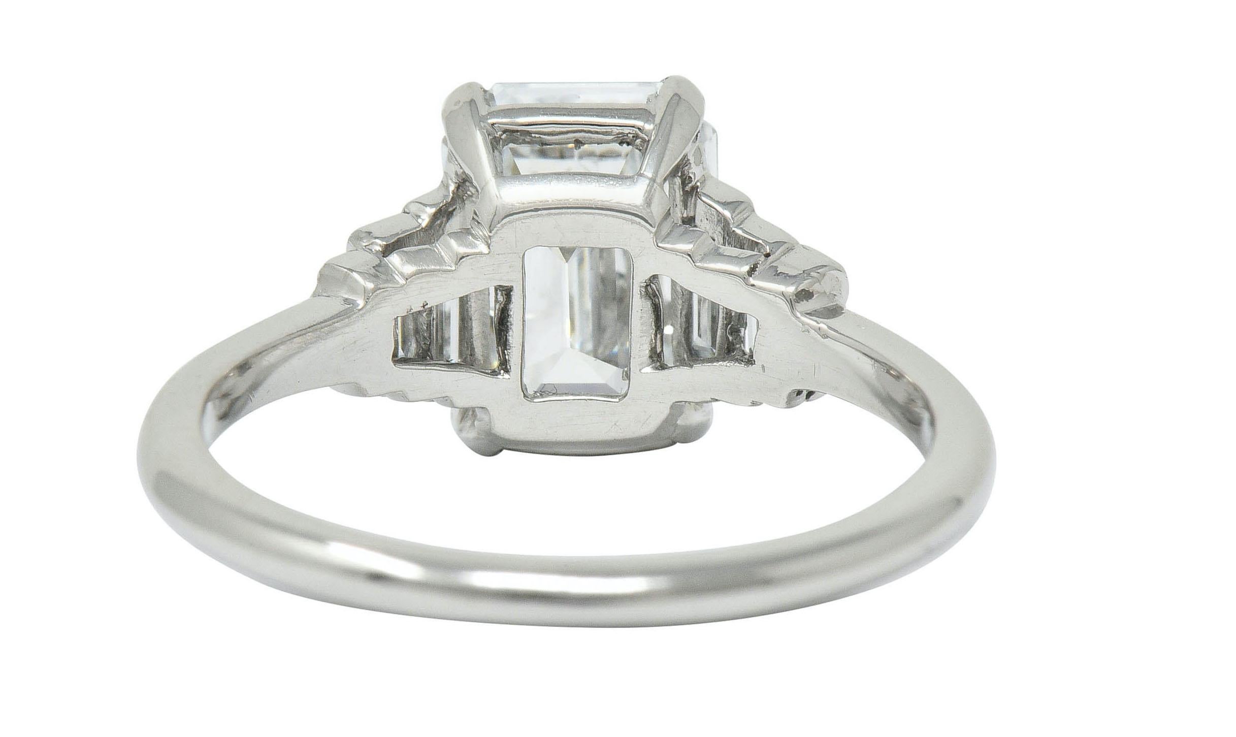 Contemporary 2.20 Carat Emerald Cut Diamond Platinum Engagement Ring GIA 2