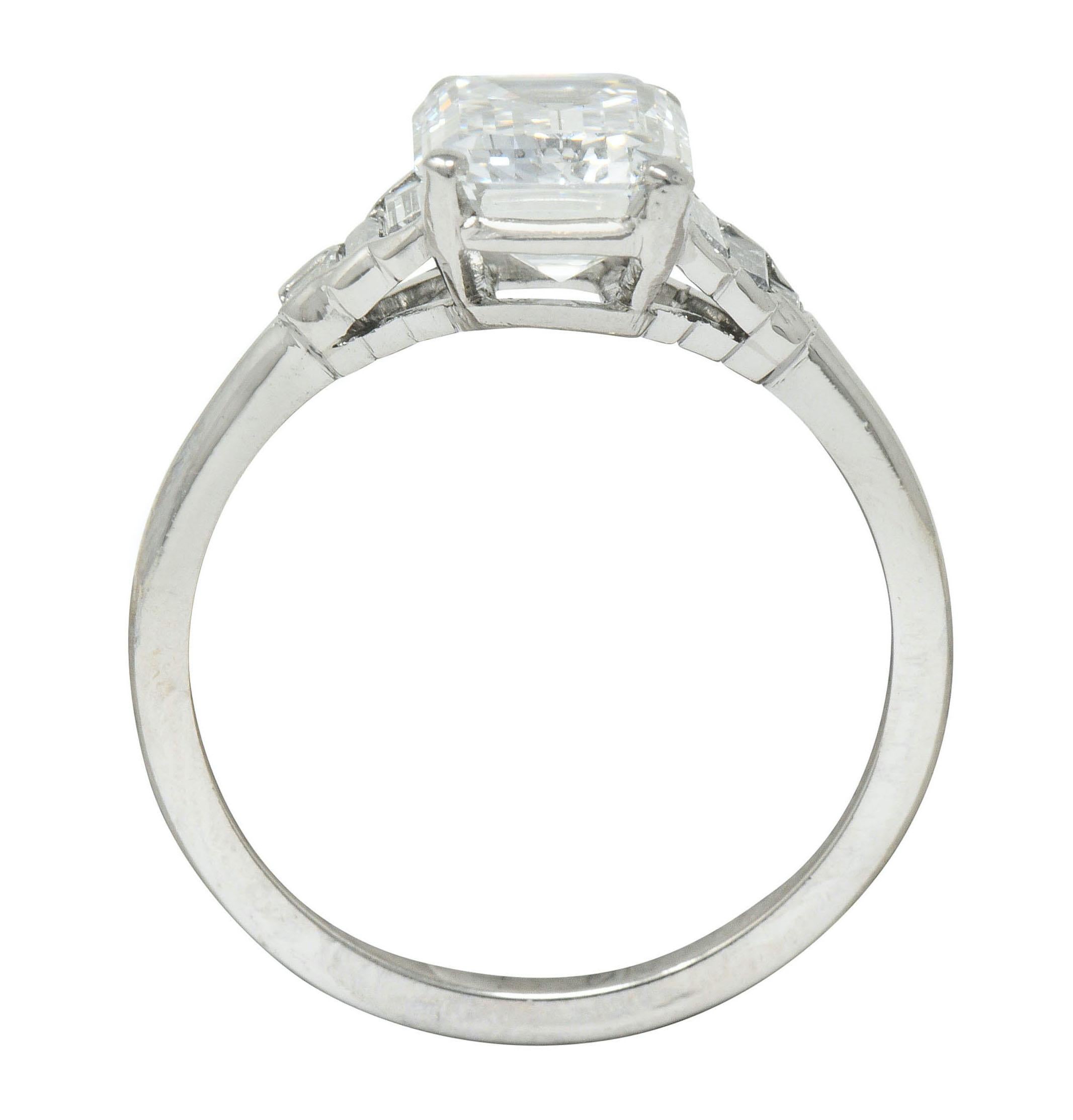 Contemporary 2.20 Carat Emerald Cut Diamond Platinum Engagement Ring GIA 3