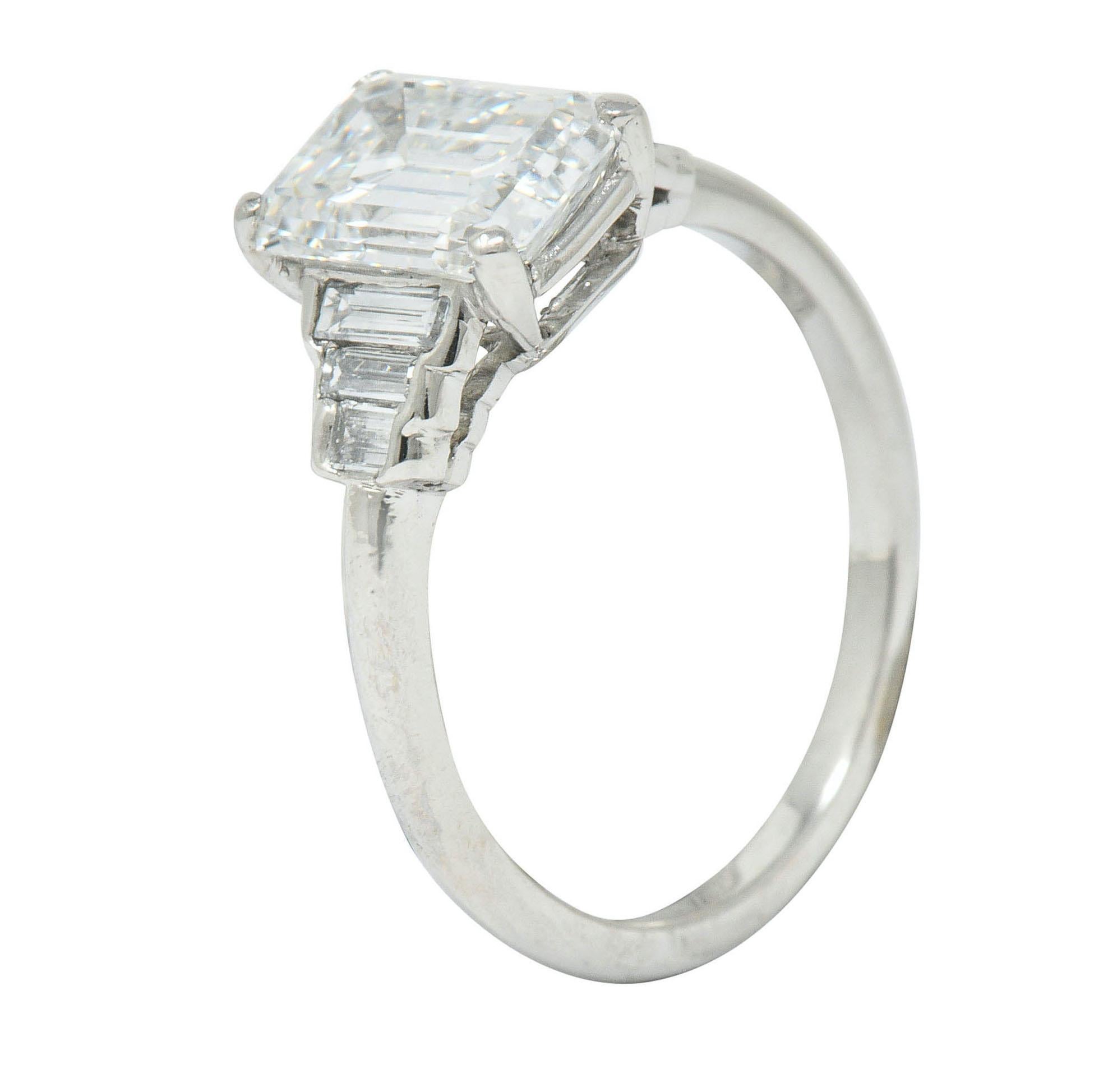 Contemporary 2.20 Carat Emerald Cut Diamond Platinum Engagement Ring GIA 4