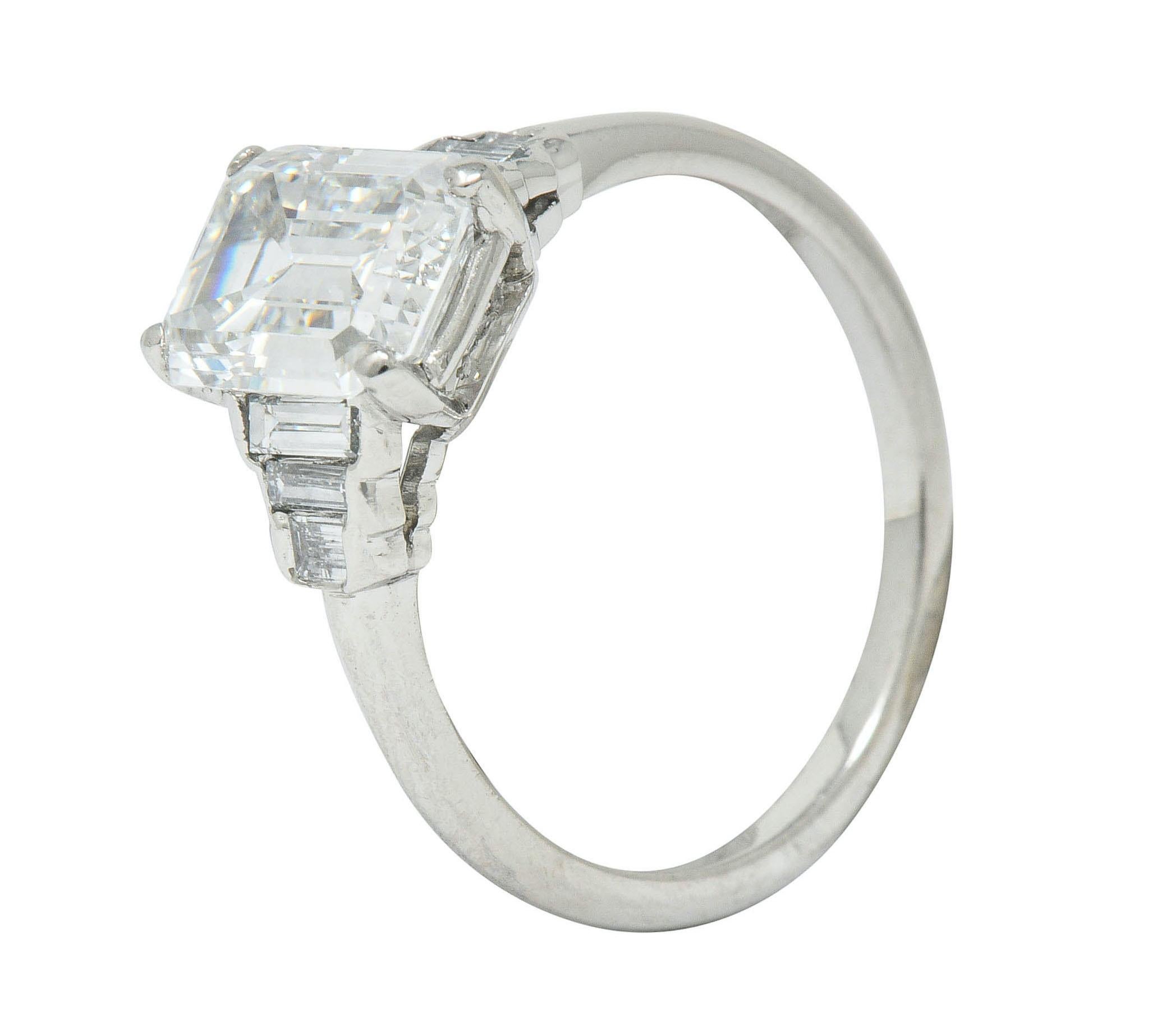 Contemporary 2.20 Carat Emerald Cut Diamond Platinum Engagement Ring GIA 5
