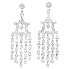 Contemporary 2.20 CTW 18 Karat White Gold Chandelier Drop Fringe Earrings