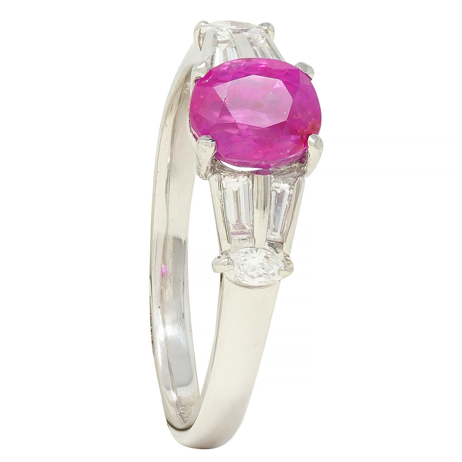 Contemporary 2.23 CTW No Heat Burma Ruby Diamond Platinum Ring GIA For Sale 6