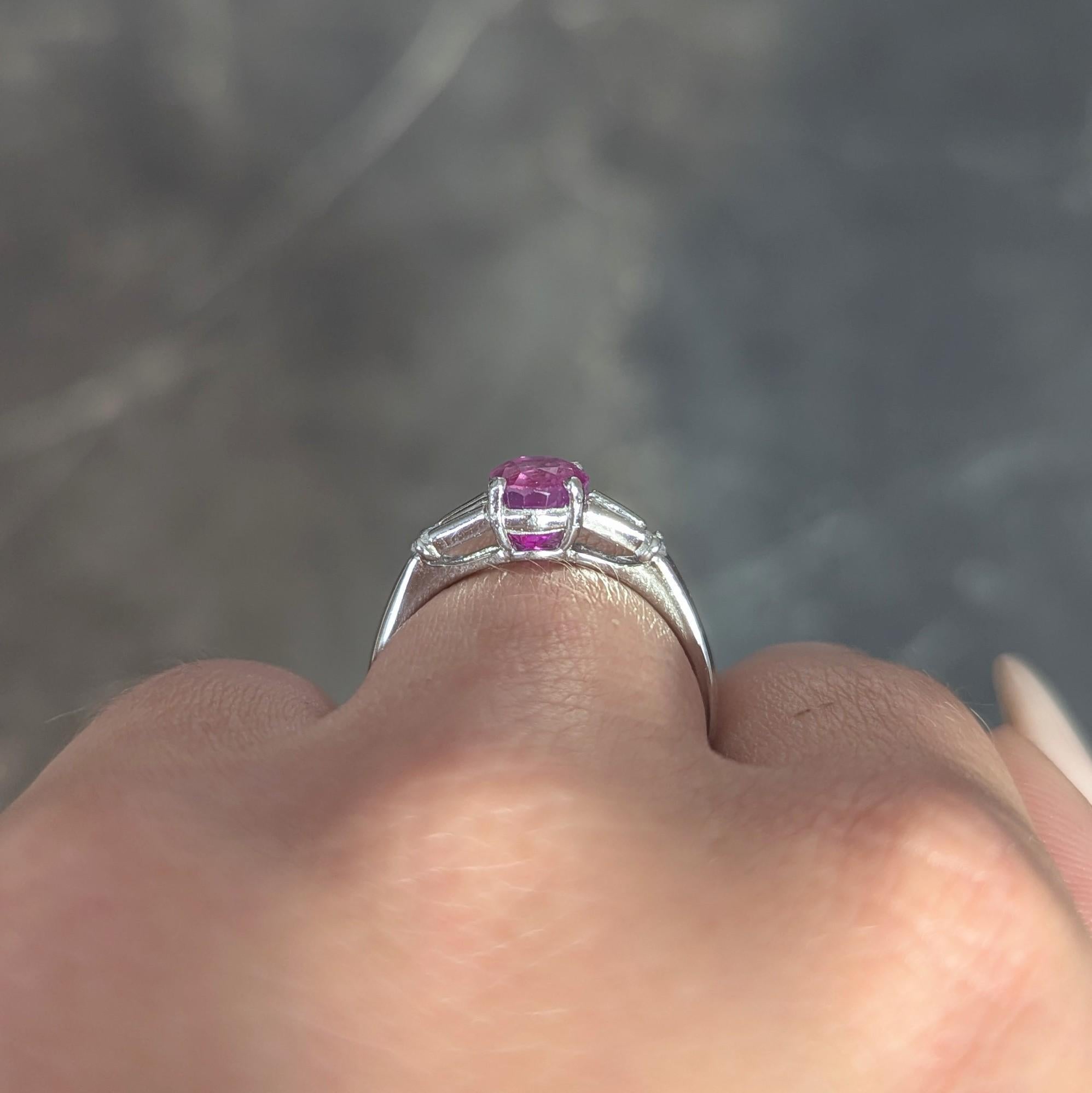 Contemporary 2.23 CTW No Heat Burma Ruby Diamond Platinum Ring GIA For Sale 8