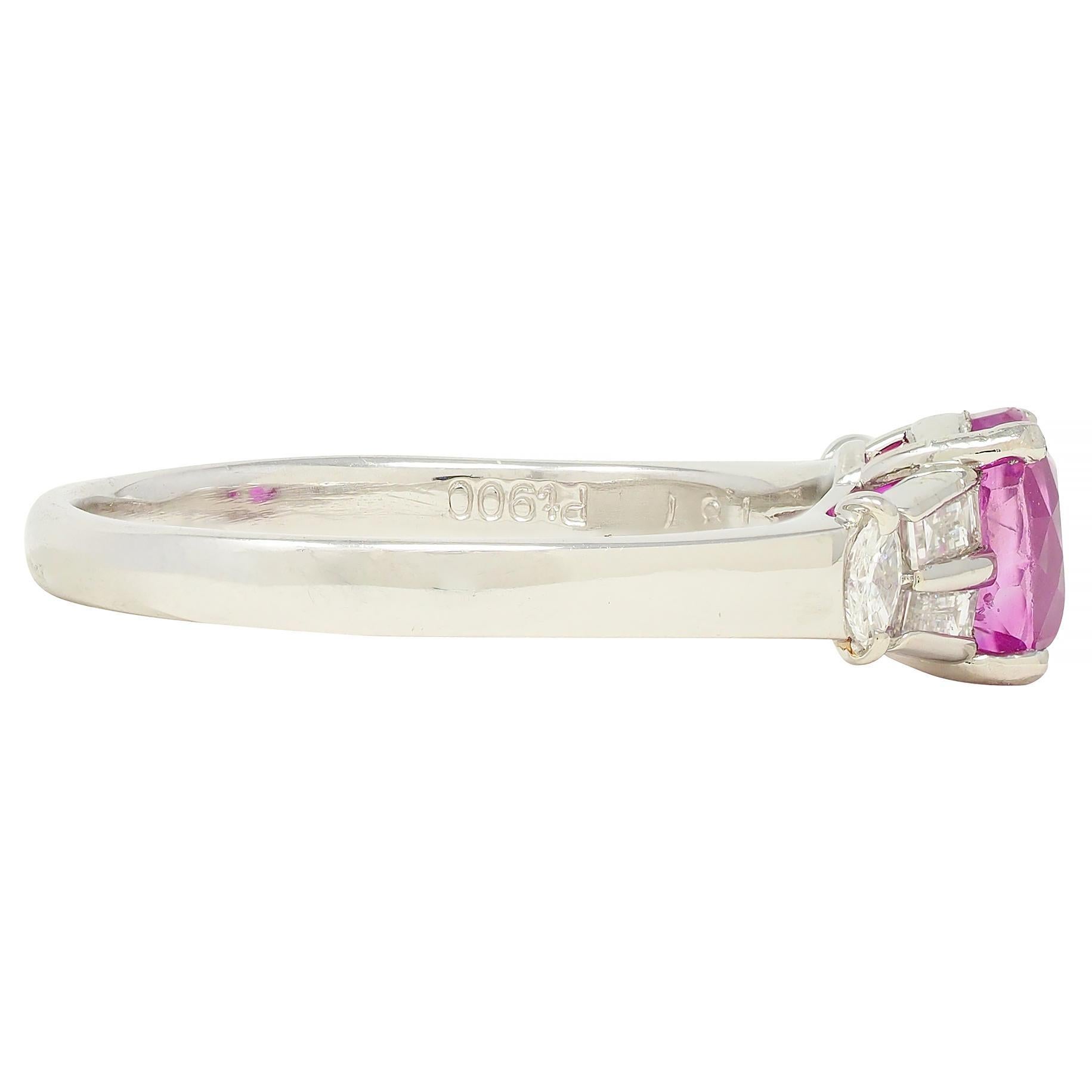 Contemporary 2.23 CTW No Heat Burma Ruby Diamond Platinum Ring GIA In Excellent Condition For Sale In Philadelphia, PA