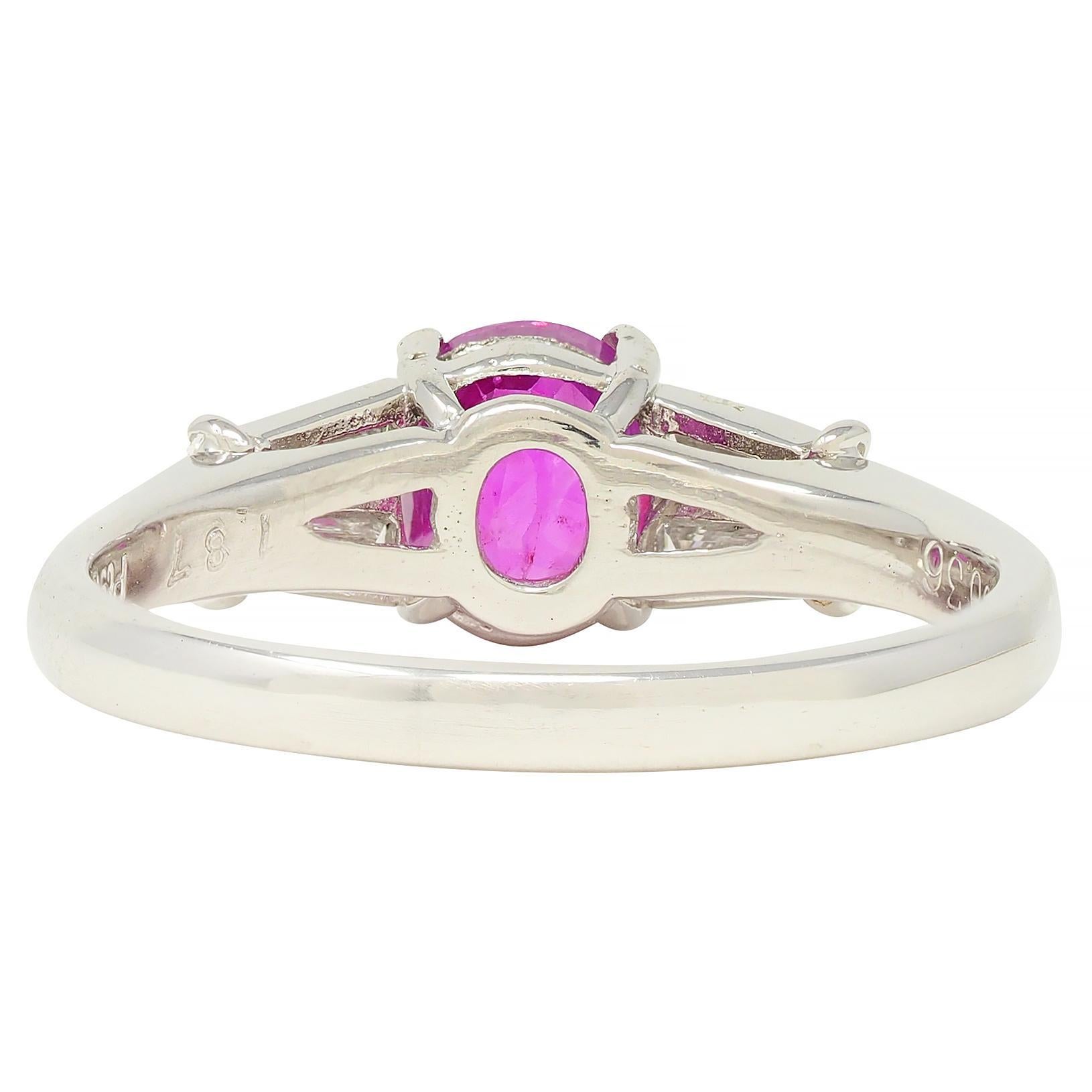 Women's or Men's Contemporary 2.23 CTW No Heat Burma Ruby Diamond Platinum Ring GIA For Sale