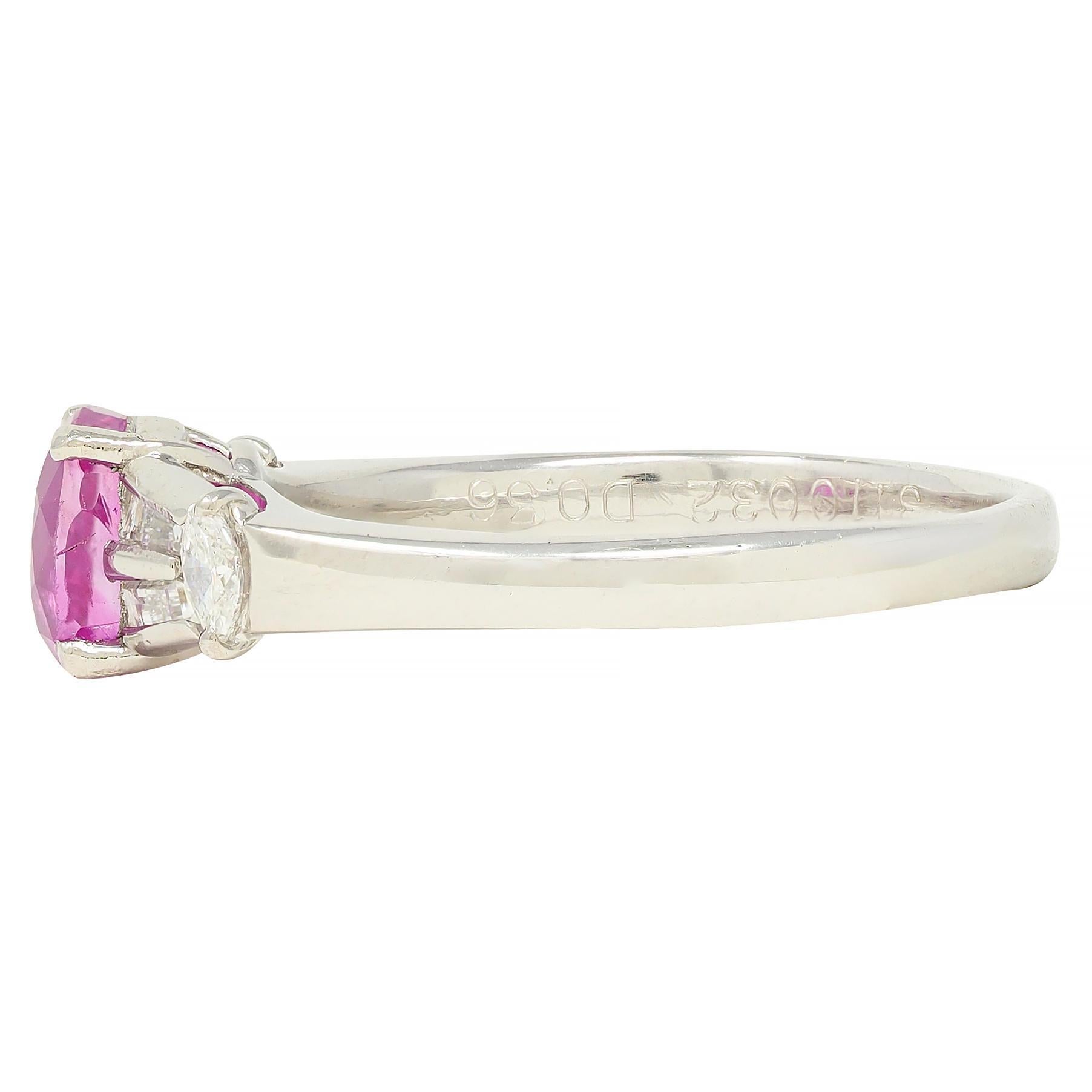 Contemporary 2.23 CTW No Heat Burma Ruby Diamond Platinum Ring GIA For Sale 1