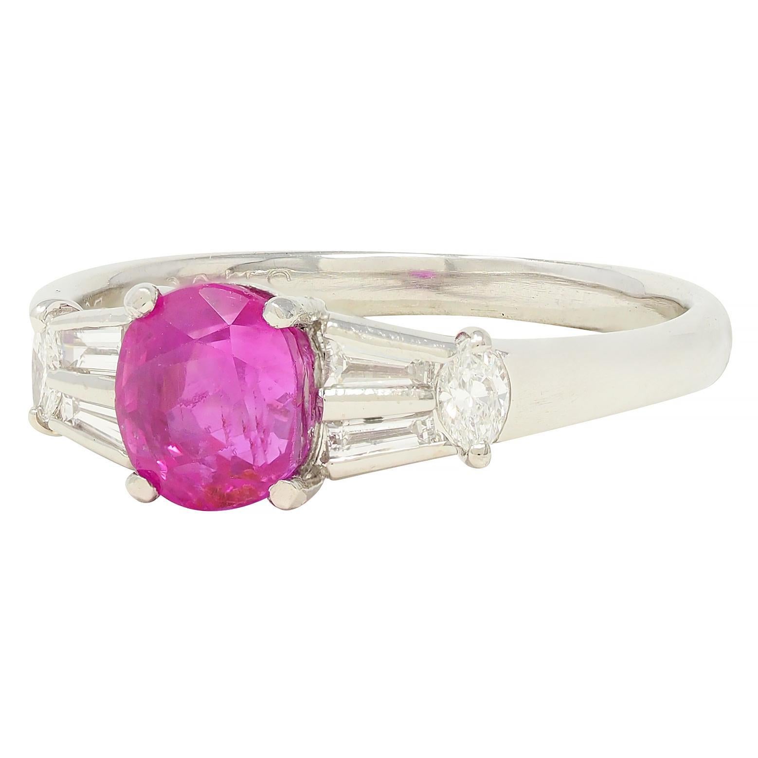 Contemporary 2.23 CTW No Heat Burma Ruby Diamond Platinum Ring GIA For Sale 2