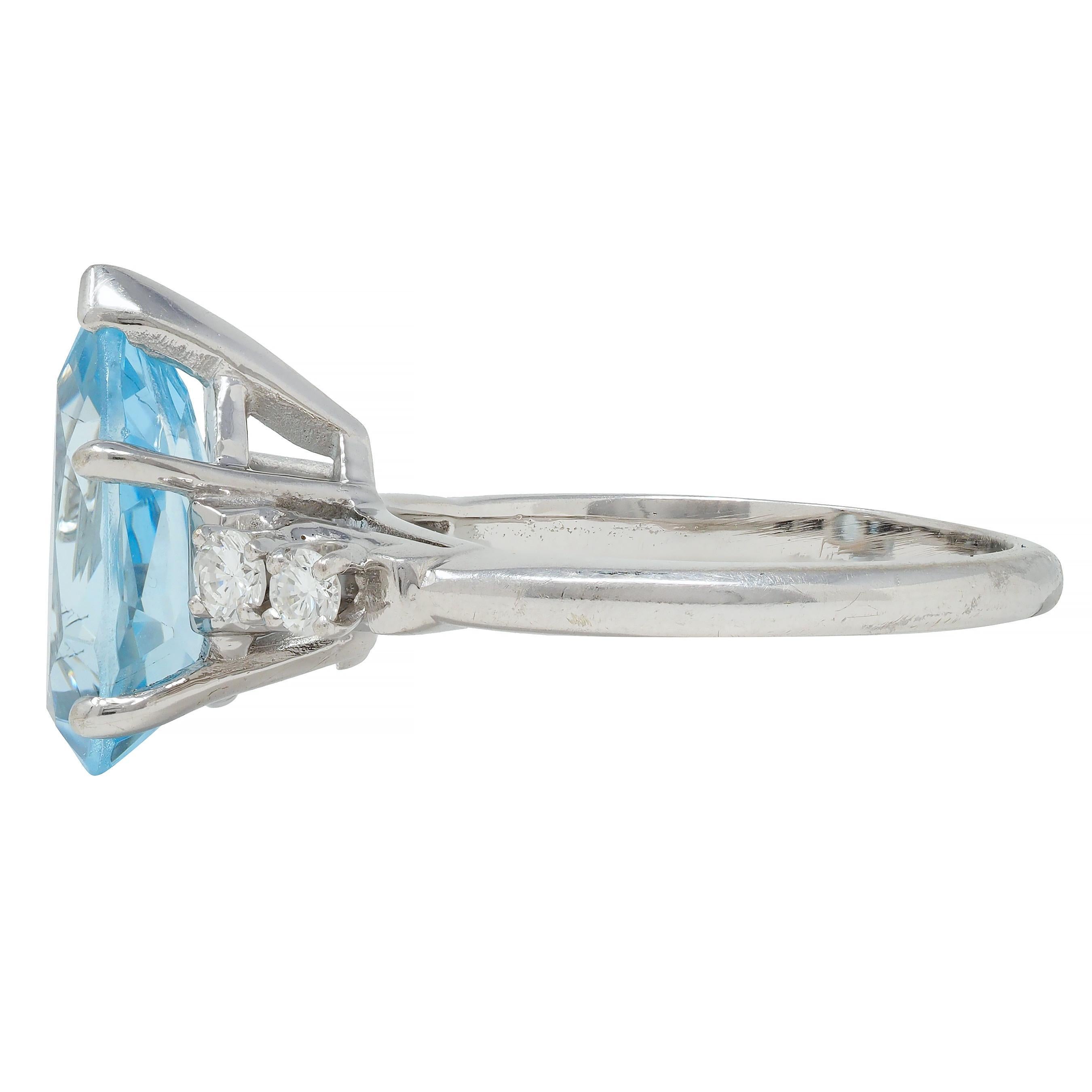 Contemporary 2.24 CTW Pear Cut Aquamarine Diamond 14 Karat White Gold Ring For Sale 2