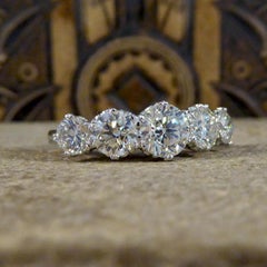 Contemporary 2.26ct Brilliant Cut Diamond Five Stone Ring in Platinum