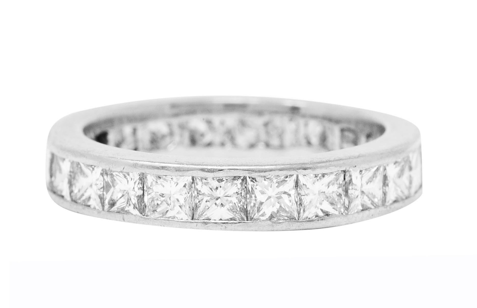 Princess Cut Contemporary 2.30 Carats Diamond Platinum Eternity Wedding Band Ring