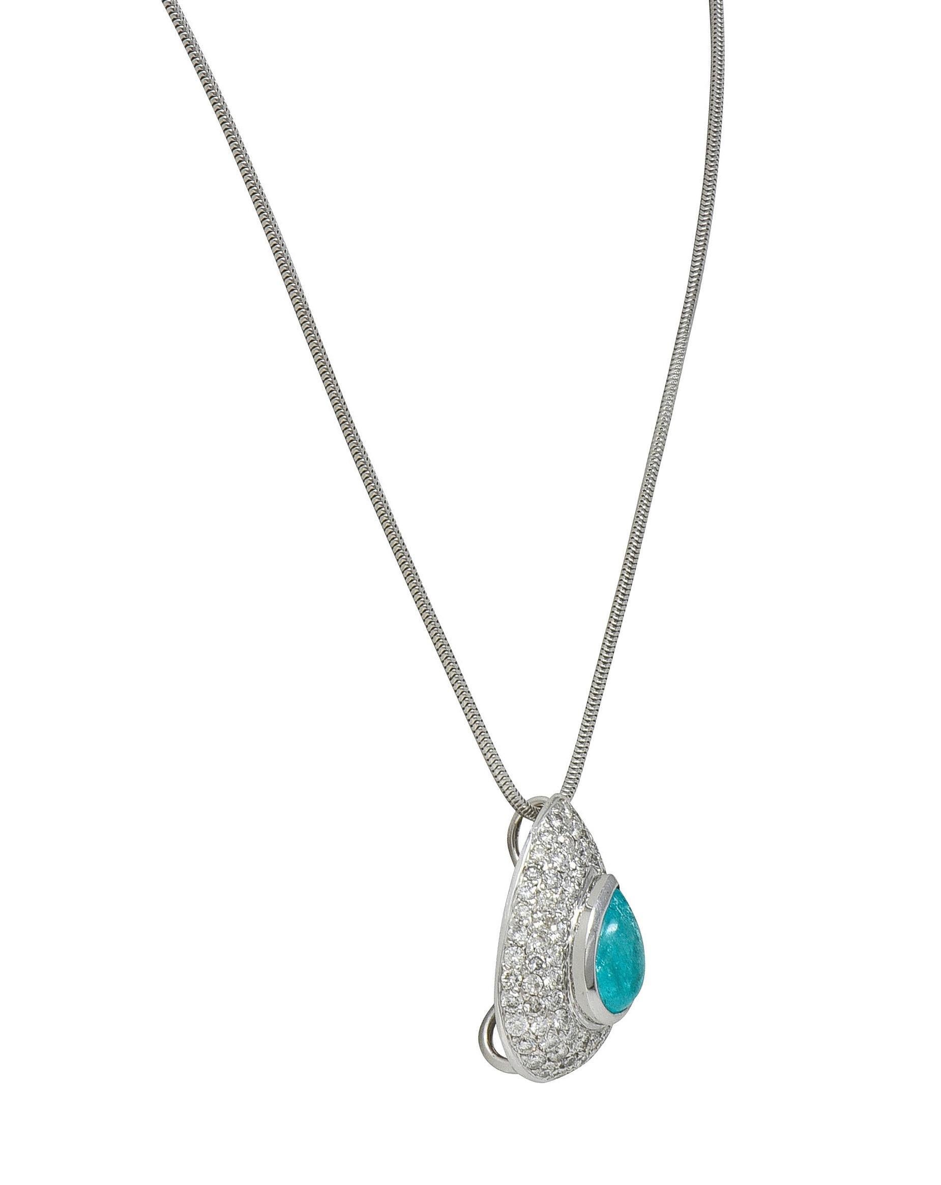 Contemporary 2.30 CTW Paraiba Tourmaline Diamond 18K Gold Pendant Necklace GIA For Sale 1