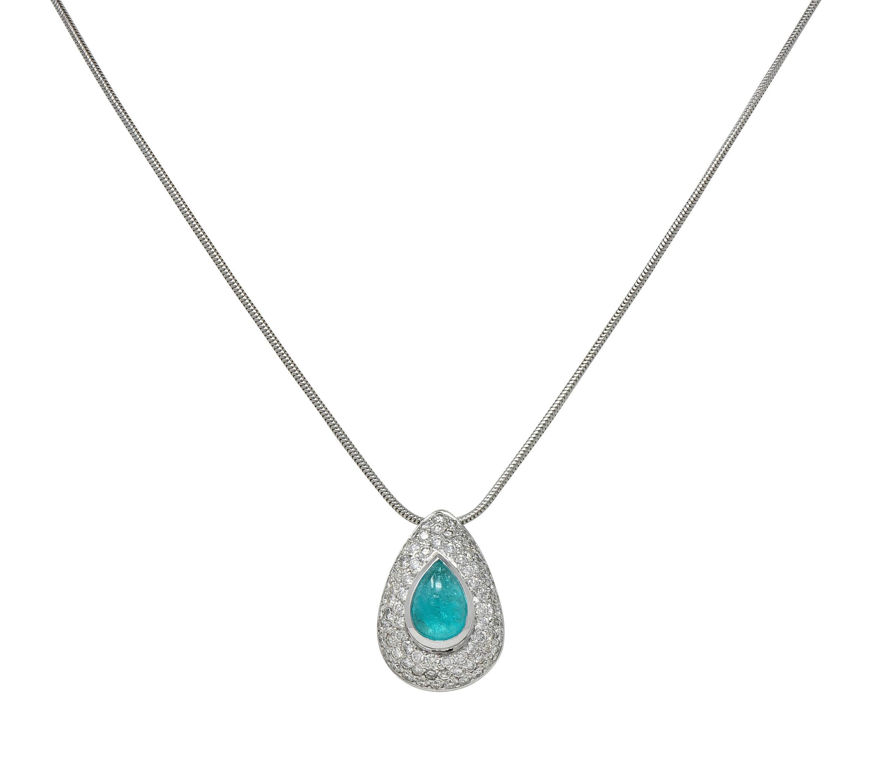 Contemporary 2.30 CTW Paraiba Tourmaline Diamond 18K Gold Pendant Necklace GIA For Sale 4