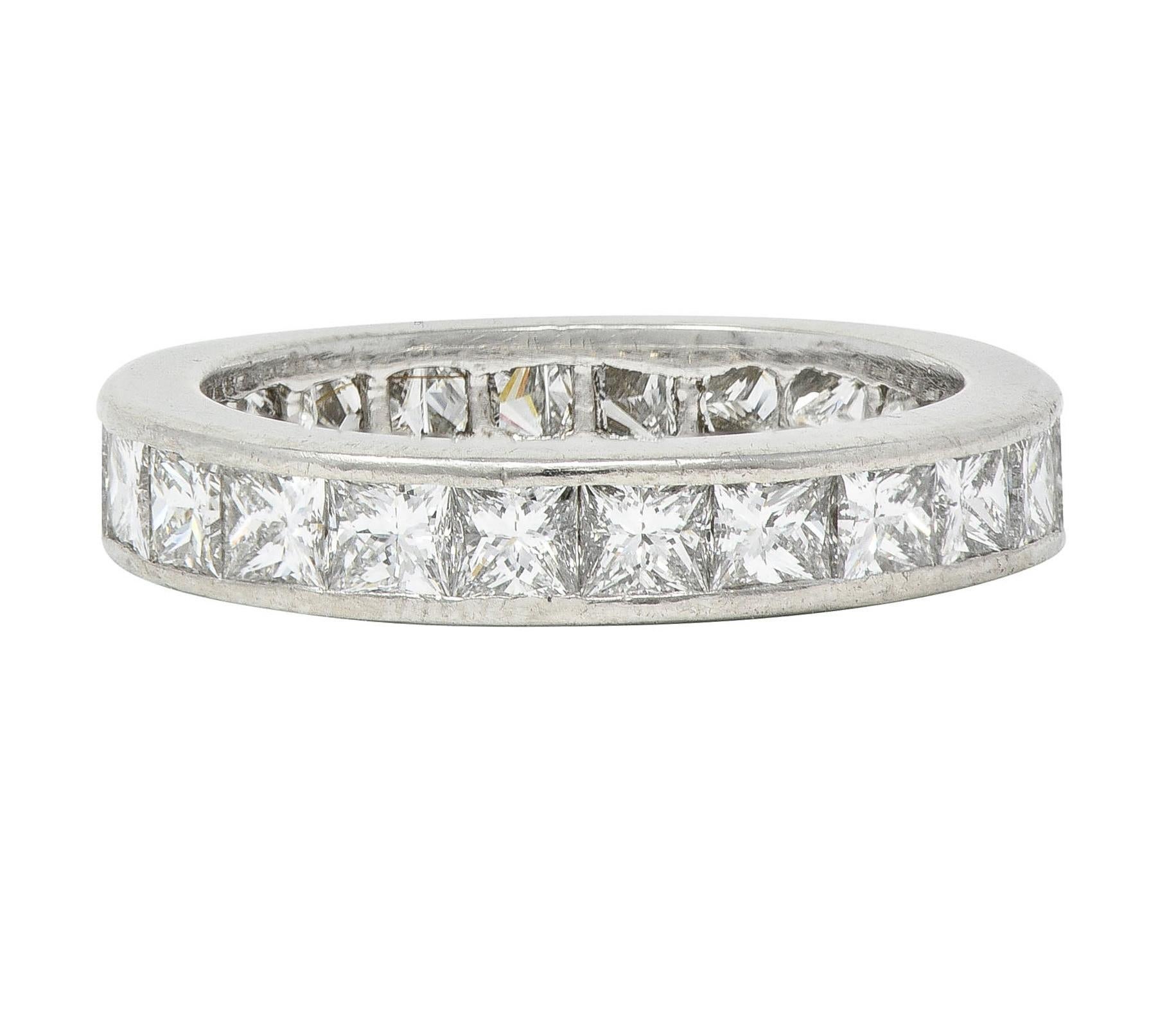 Contemporary 2.30 CTW Princess Cut Diamond Platinum Eternity Wedding Band Ring For Sale 1
