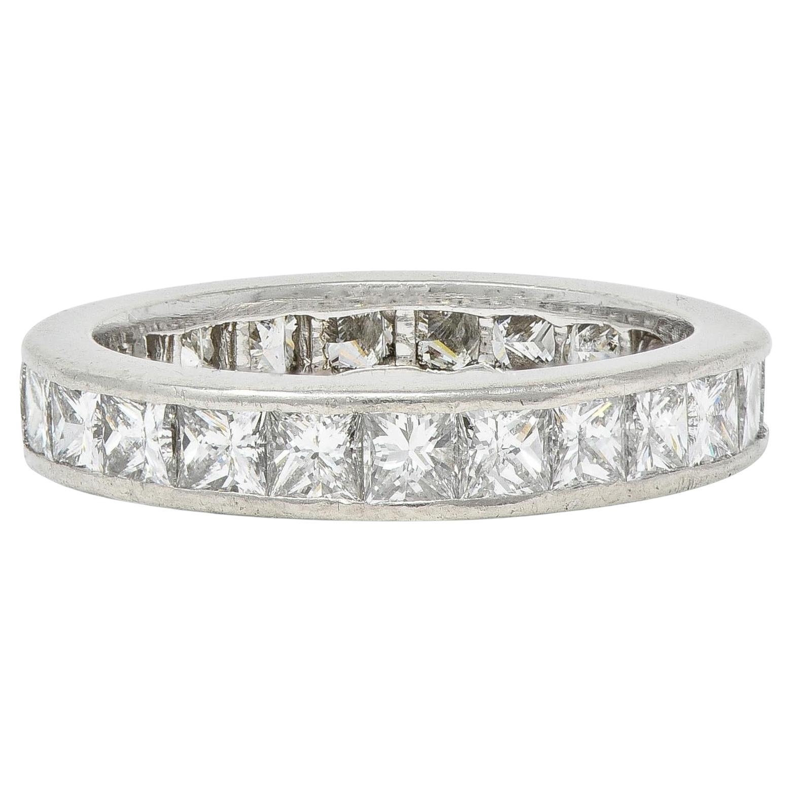 Alianza Contemporánea de Platino con Diamante talla Princesa de 2.30 TQC