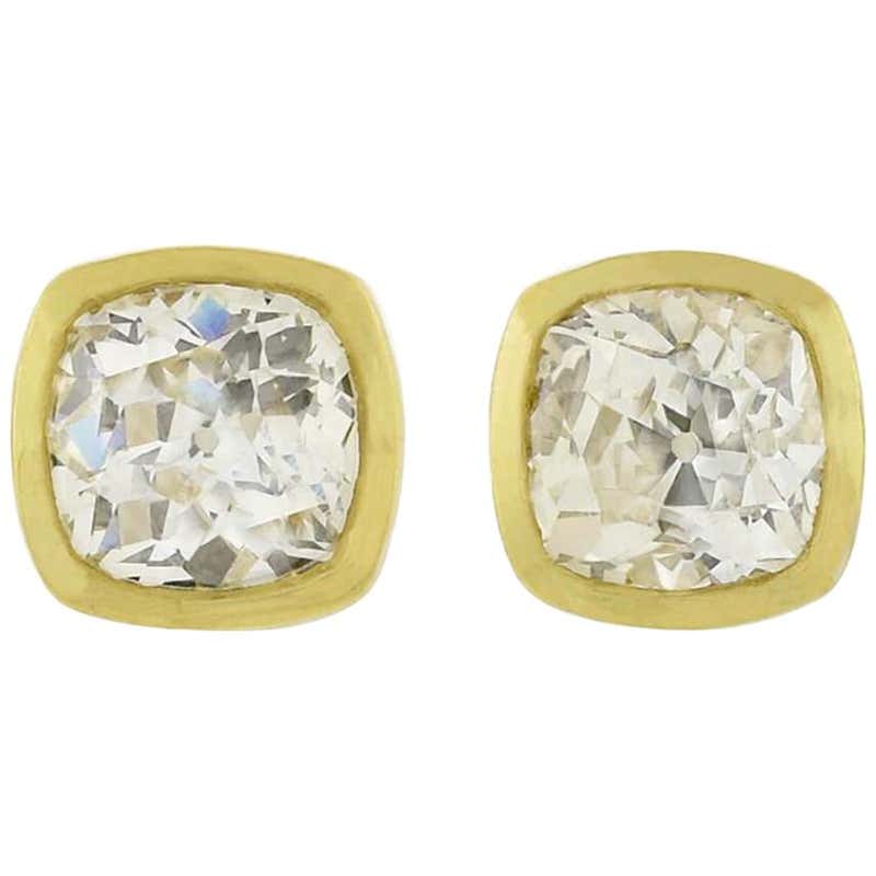 Contemporary 2.31 Carat Old Mine Cut Diamond Stud Earrings at 1stDibs