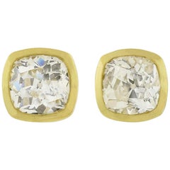 Contemporary 2.31 Carat Old Mine Cut Diamond Stud Earrings