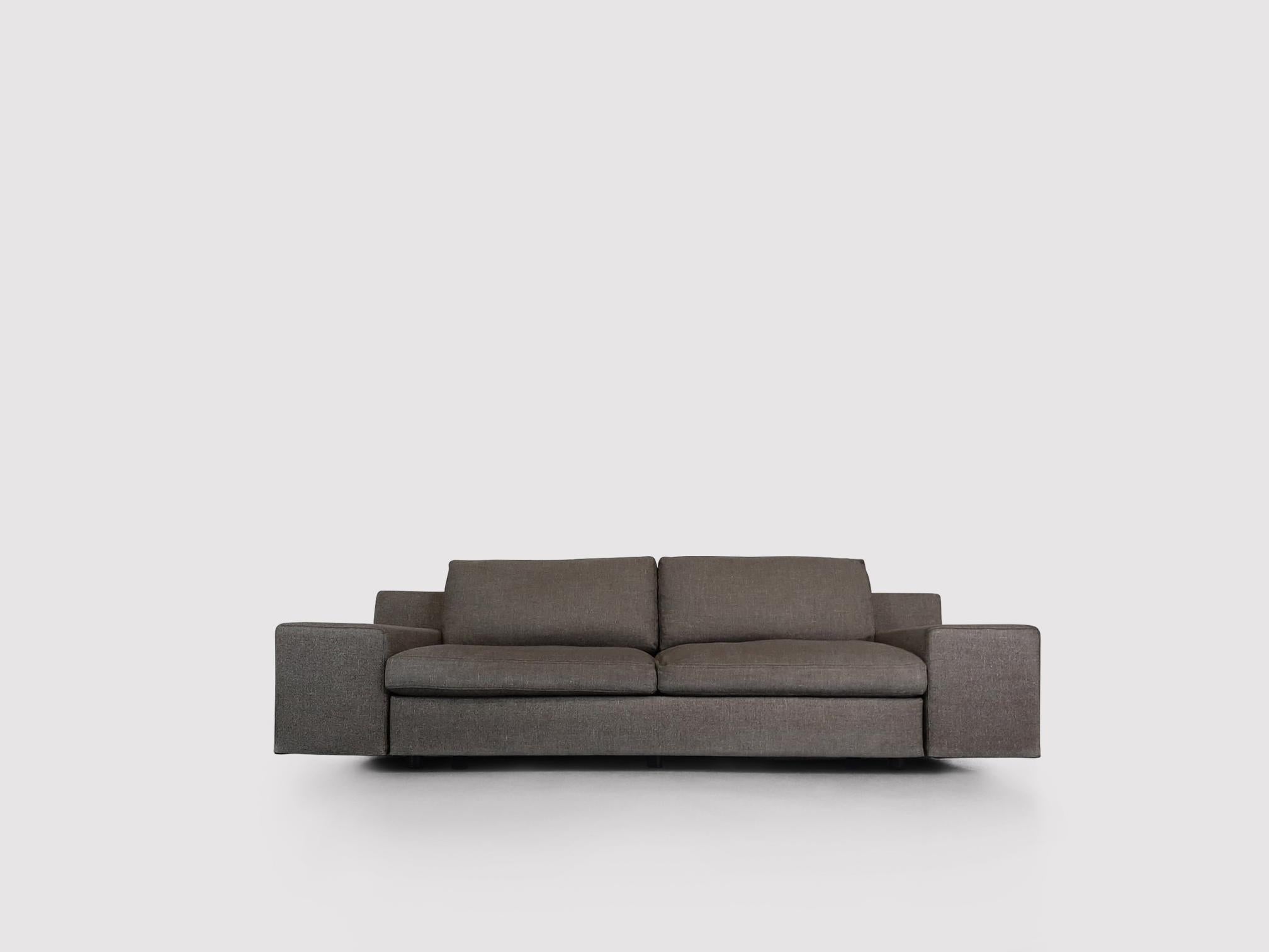 Straight forward but ingenious design by Philippe Starck for Cassina; the MISTER sofa is a modular sofa system with a fixed base where upholstered elements can be added to in order to compose multiple arrangements. The parts basically click on a