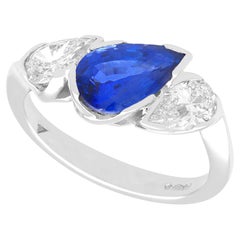 2.36 Carat Sapphire and 1.44 Carat Diamond Three Stone Ring