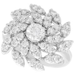 Contemporary 2.44ct Diamond Platinum Cluster Ring, Hallmarked 2016
