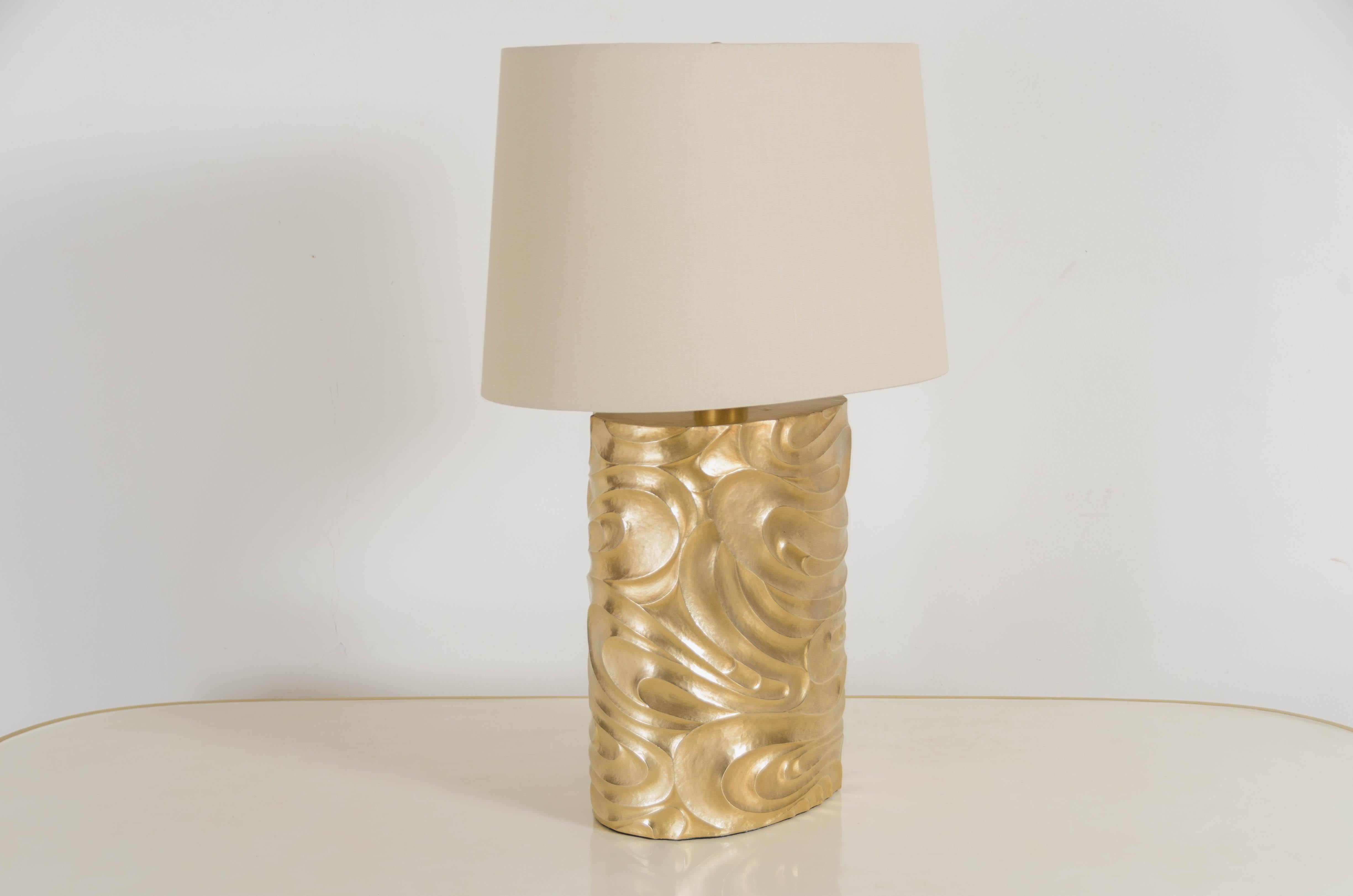Modern Contemporary 24K Gold Plated Oval Fei Tian Wen Lamp by Robert Kuo For Sale