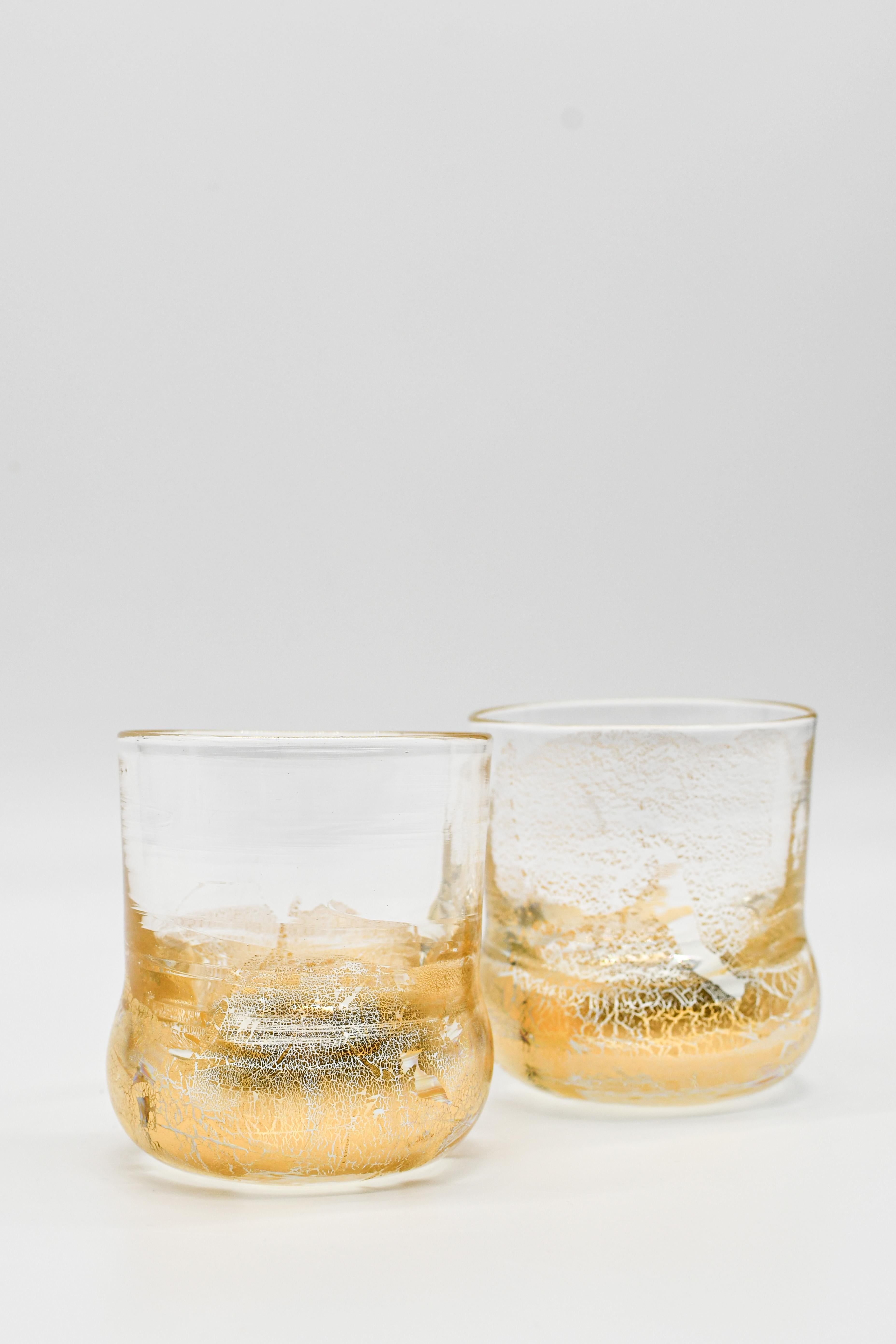 Contemporary 24K Whiskey Tumbler set of 6 by Laura Sattin In New Condition For Sale In 1204, CH