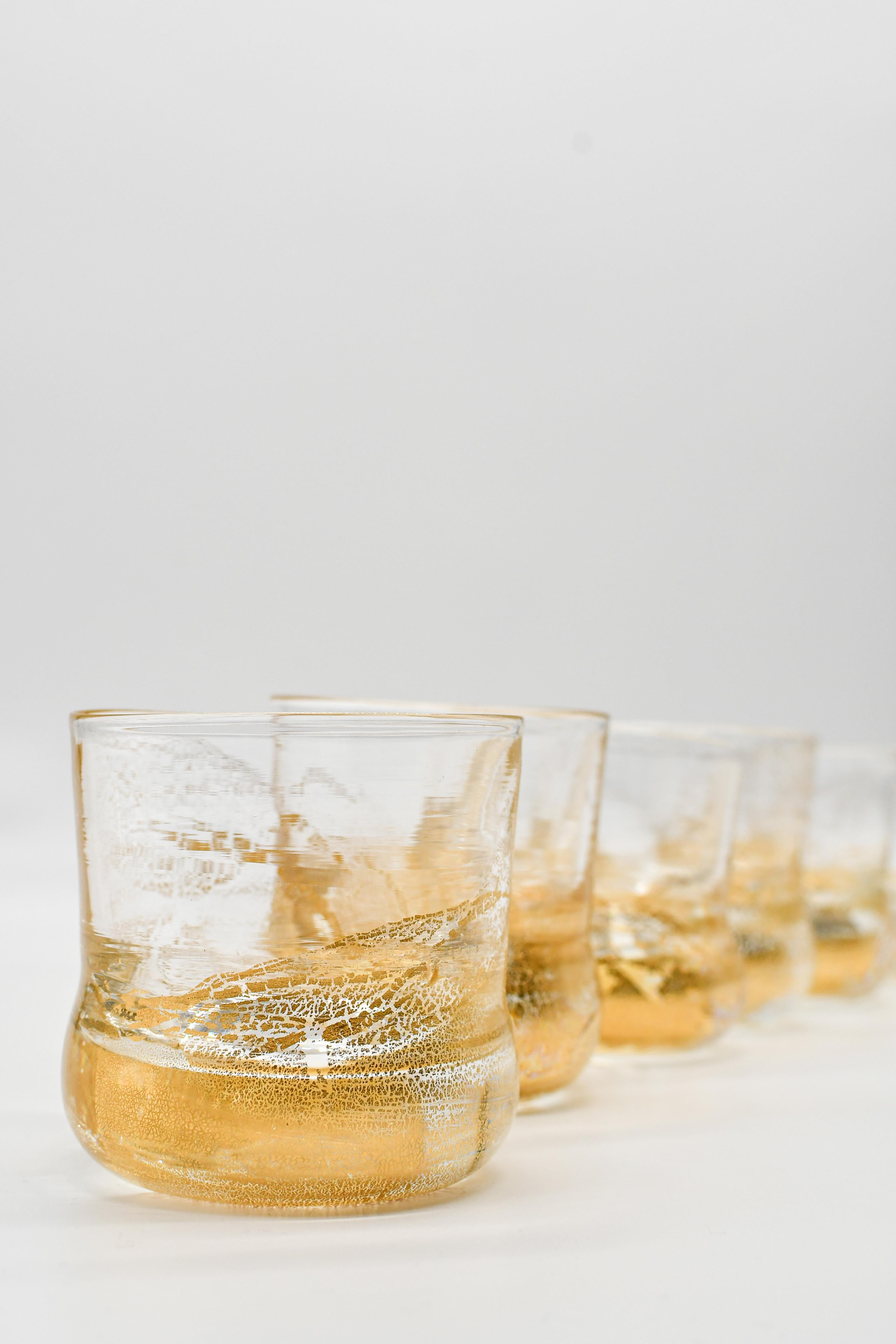 Oro Set di 6 bicchieri da whisky 24K Contemporary di Laura Sattin in vendita