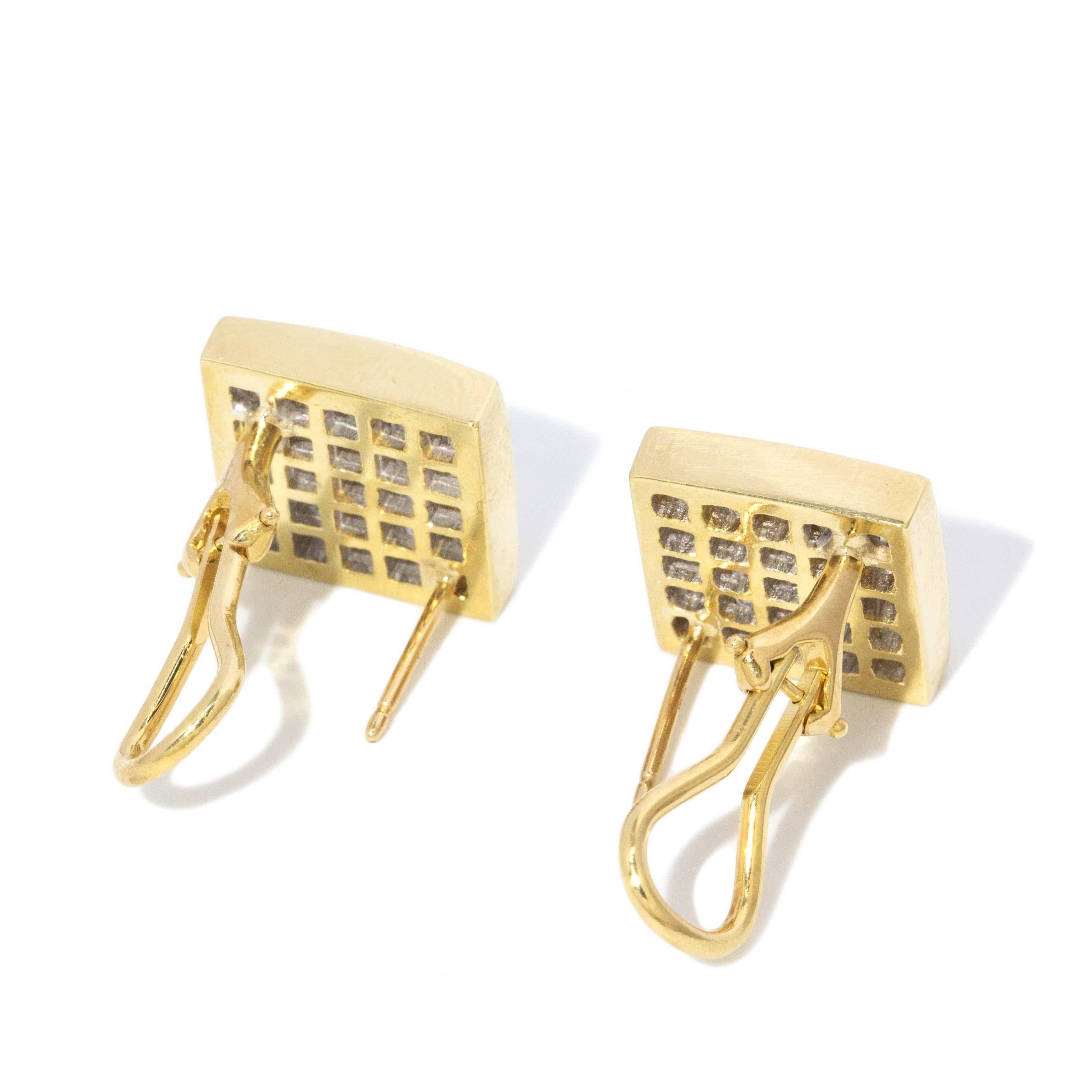 Boucles d'oreilles contemporaines en or jaune 18 carats avec grappes de diamants de 2,5 carats Bon état - En vente à Hamilton, AU