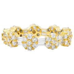 Contemporary 2.50 Carat Diamond 18 Karat Gold Cluster Eternity Band Ring