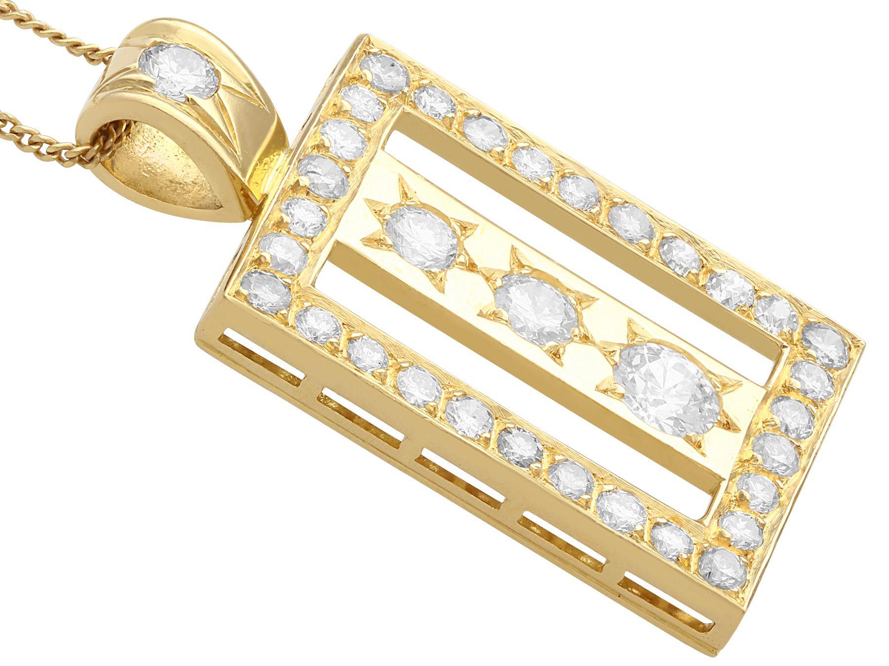 Pendentif en or jaune et diamant de 2,50 carats Excellent état - En vente à Jesmond, Newcastle Upon Tyne