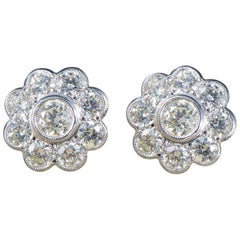 Contemporary 2.50 Carat Total Diamond Flower Cluster Earrings in 18 Carat Gold