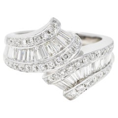 Contemporary 2.50 Carats Diamond 14 Karat White Gold Bypass Ring