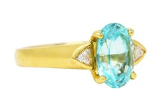 Contemporary 2.51 Carat Paraiba Tourmaline Trillion Cut Diamond 18 Karat Ring