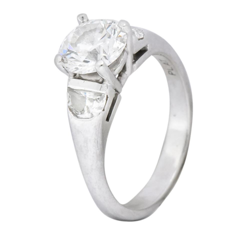 Contemporary 2.51 Carat Round Brilliant Diamond Platinum Engagement Ring GIA 3