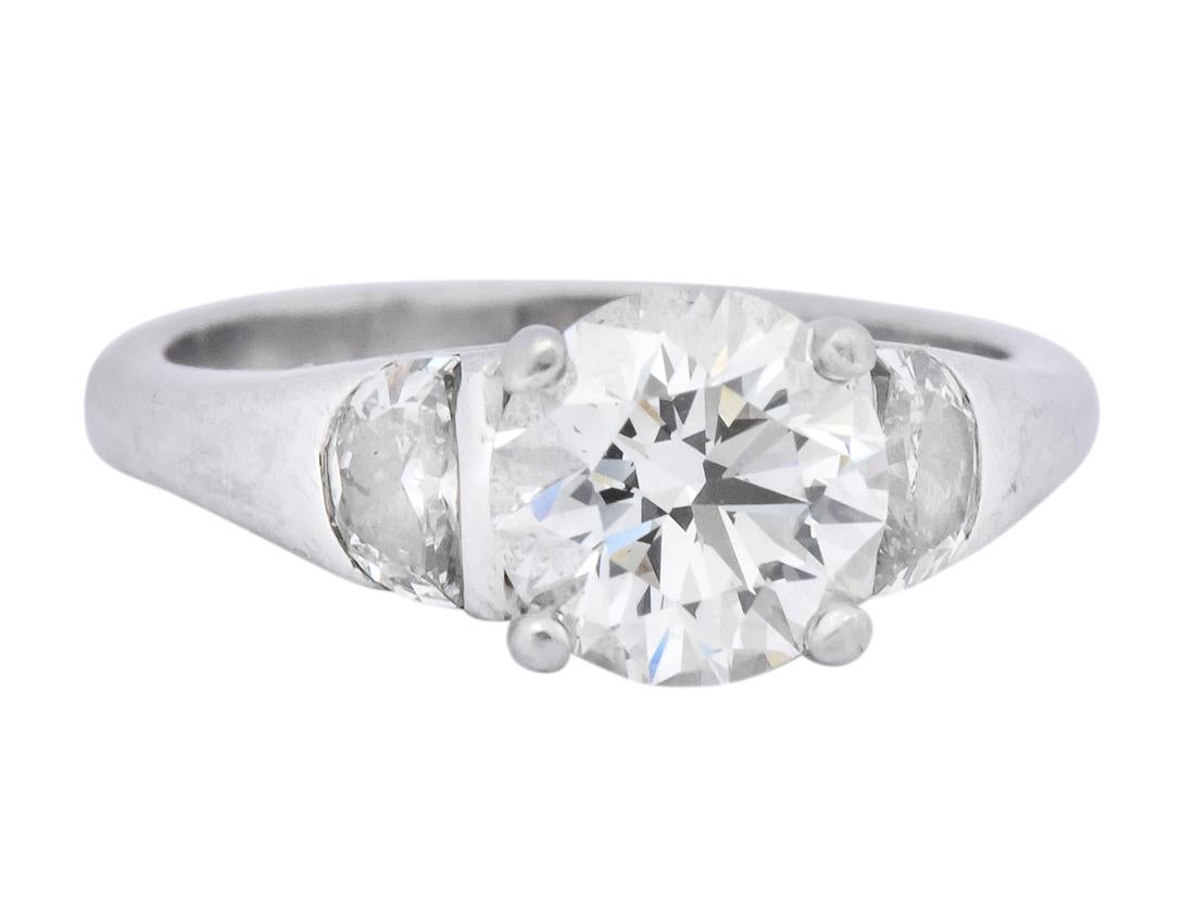 Contemporary 2.51 Carat Round Brilliant Diamond Platinum Engagement Ring GIA 1