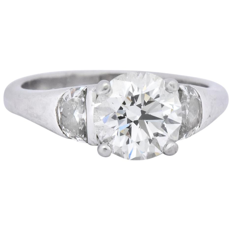 Contemporary 2.51 Carat Round Brilliant Diamond Platinum Engagement Ring GIA