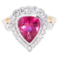 Contemporary 2.55ct Pink Tourmaline & Diamond Halo Ring 18ct Gold