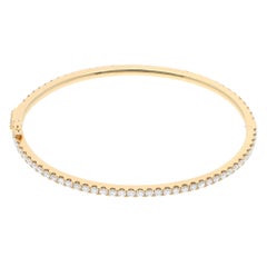 Contemporary 2.58ct Diamond Oval Thin Bangle in Yellow Gold