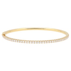 Contemporary 2.58ct Diamond Oval Thin Bangle in Yellow Gold